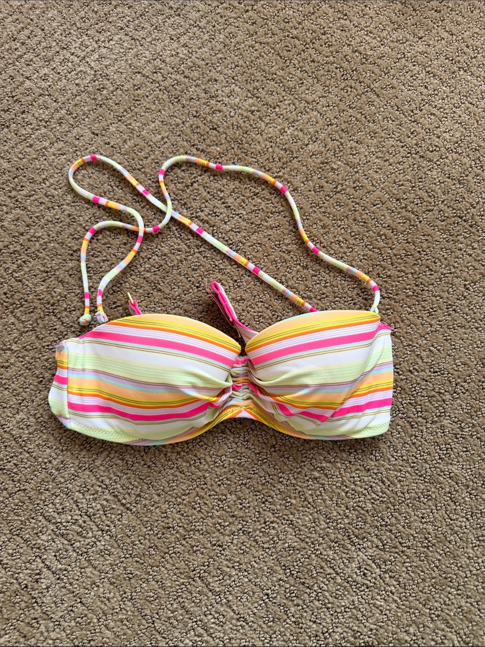 Victoria's Secret Pink, Yellow & White Striped Bikini Top